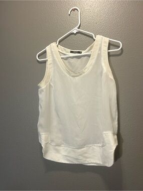 Incity Womens Ivory Sleeveless Scoop Neck Layered Blouse Tank Top Sz 42 Eur L
